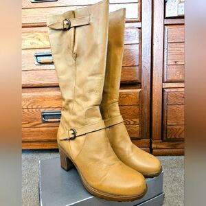 Dansko Nevada Amaretto Tall Zipper Boots Saddle Brown Buckle accent Size 9 / 39